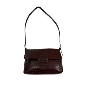 Vintage Valerie Stevens Croc Embossed Brown Leather Purse